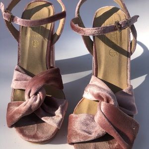 Pink velvet Block heels